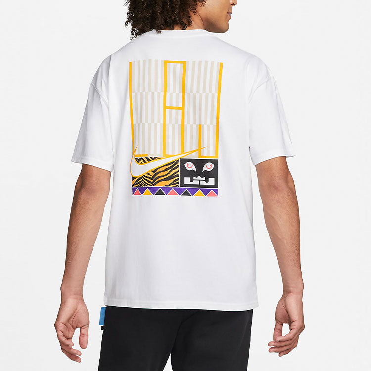 Nike Back Stripe Pattern Printing Basketball Round Neck Casual Short Sleeve White DQ1882-100