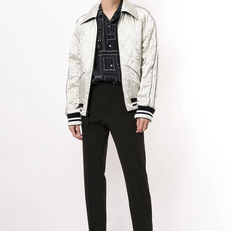 Off-White Double Sided Back Embroidered Jacket Navy Blue OMEH015E20FAB0014510