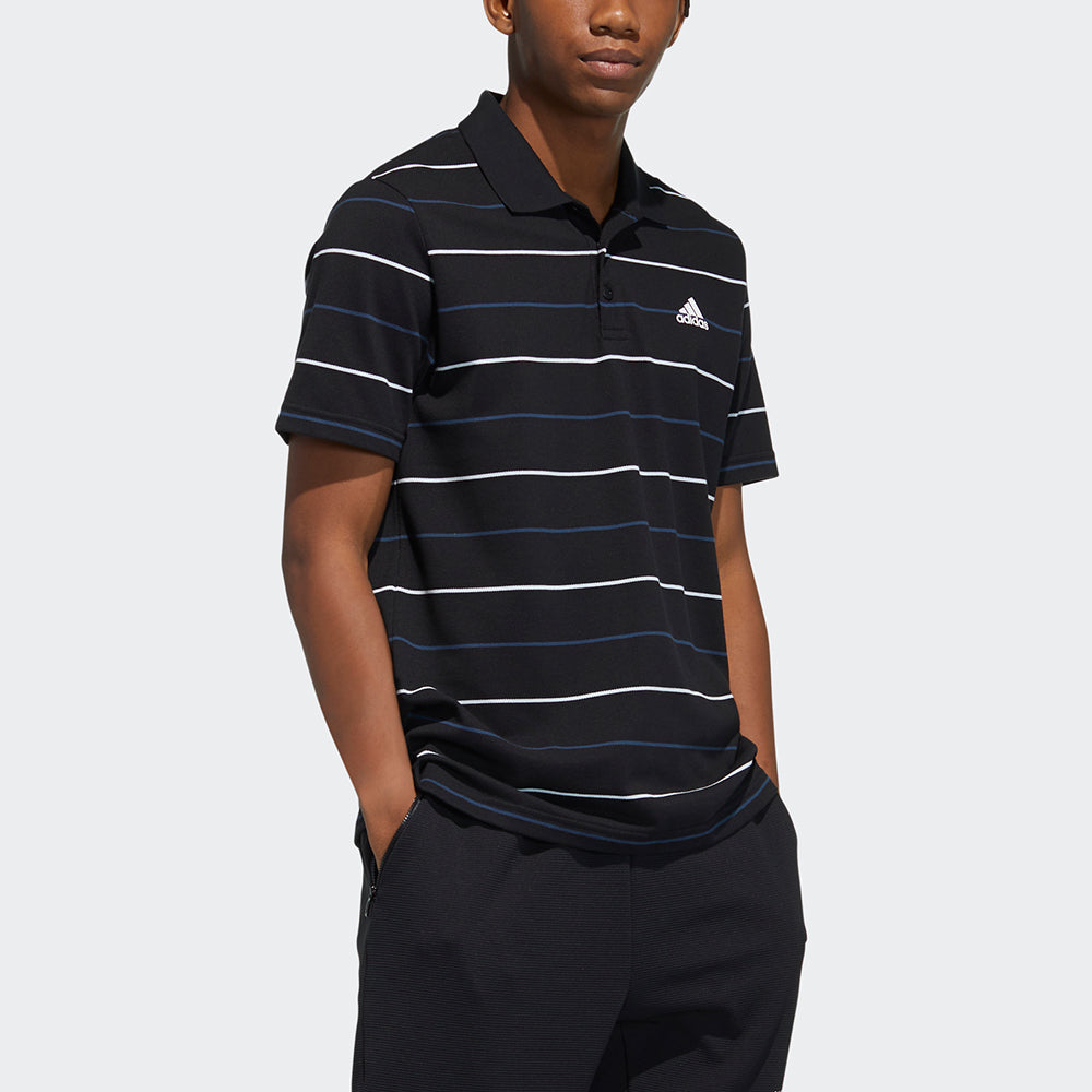 adidas Fi Polo Yarndye Striped Sports Short-sleeved Polo Shirt Men's Black GP1009