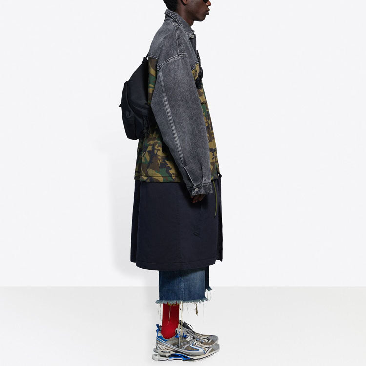 Balenciaga 3 Layered Patchwork Knee Length Car Coat 'Green Blue' 659092TKL142840