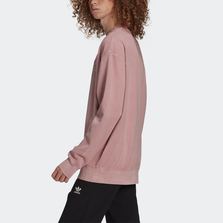 Men's adidas originals Logo Pattern Loose Round Neck Long Sleeves Pink GL6163