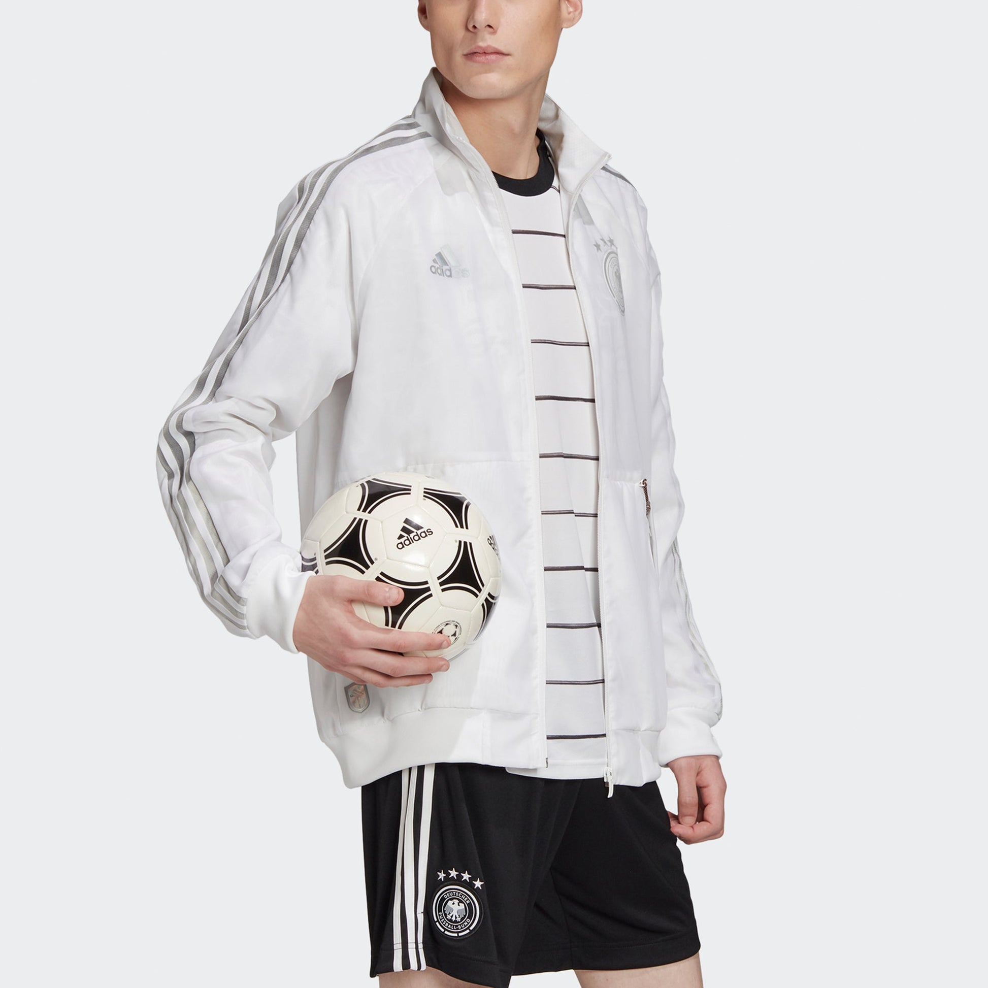 adidas Dfb Uni Jkt Reflective Alphabet Printing Soccer/Football Training Sports Jacket White FT2973