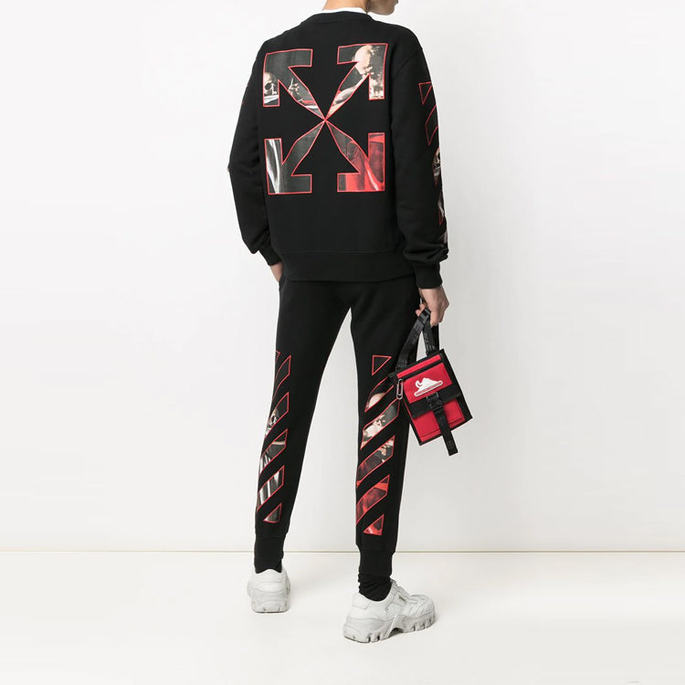 Off-White Caravaggio Slim Crewneck 'Black/Red' OMBA025R21FLE0051025