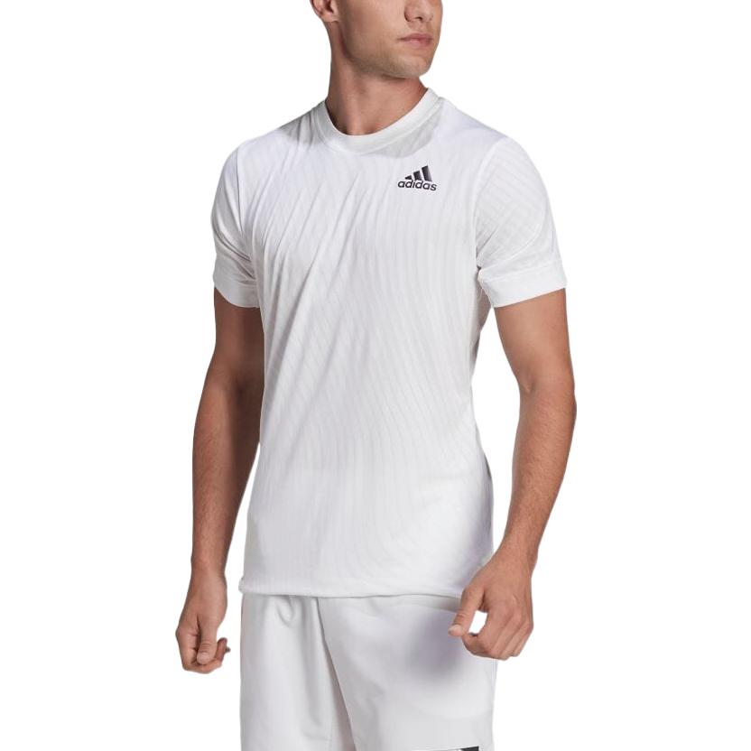 adidas Solid Color Logo Printing Round Neck Short Sleeve White HB9144