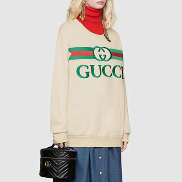 (WMNS) GUCCI SS20 Logo Oversized Sweater 'Cream' 469250-XJCCG-9230
