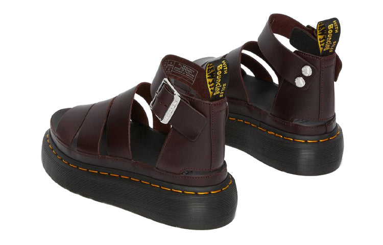 (WMNS) Dr. Martens Clarissa II Atlas Quad Leather Platform Sandals 'Oxblood' 26684601