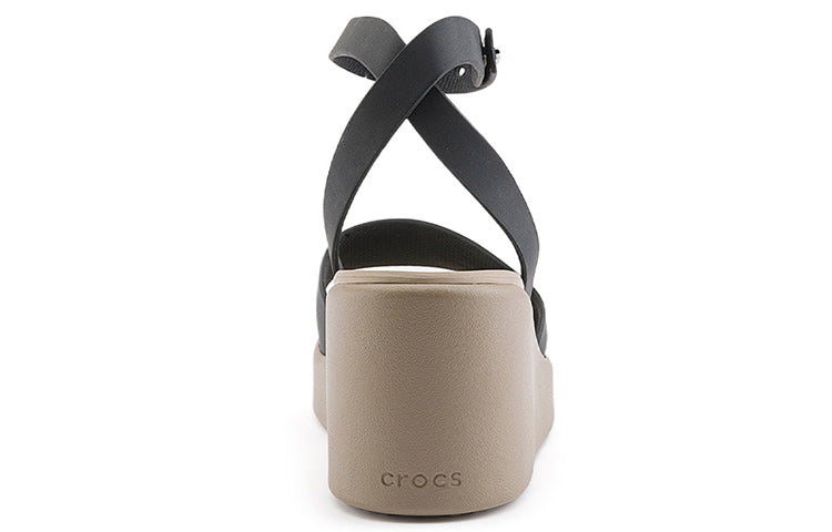 (WMNS) Crocs Brooklyn Ankle Strap Wedge Sandals 'Black Beige' 209406-07H