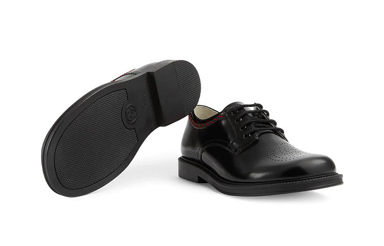 (GS) Gucci Perforated-Logo Lace-Up Shoes 'Black' 603718-D73O0-1060