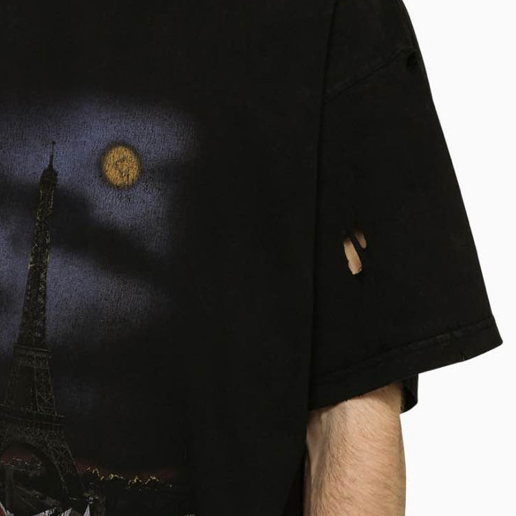 Balenciaga Paris Moon T-shirt Oversized 'Black Faded' 739028TQVX61055