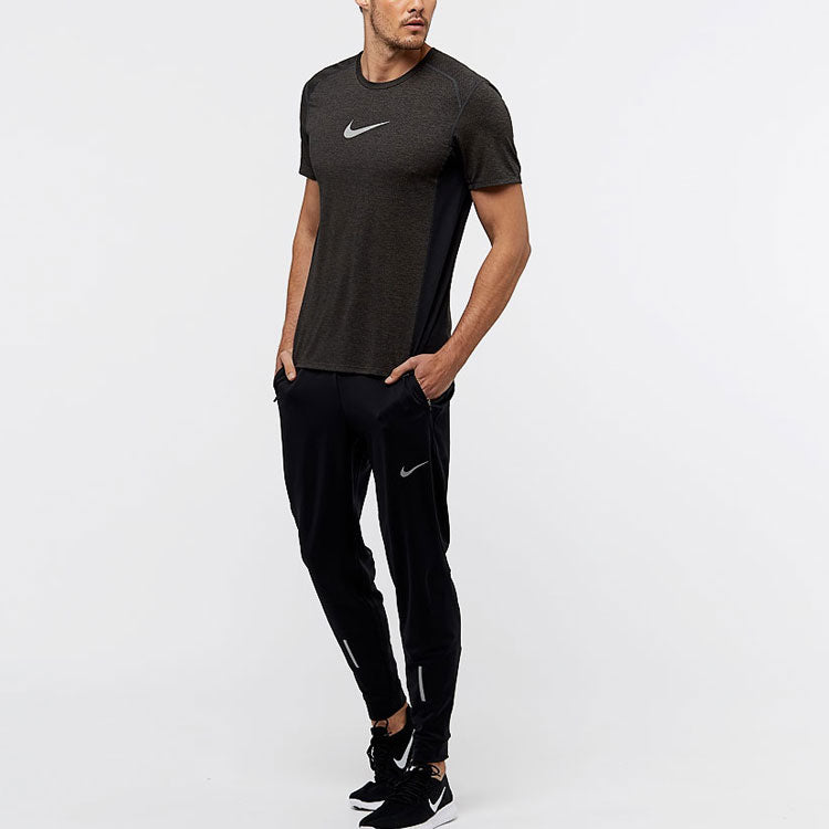 Men's Nike Solid Color Sports Round Neck Pullover Short Sleeve Black Brown T-Shirt 834241-014
