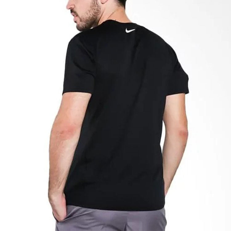Men's Nike Alphabet Printing Sports Round Neck Pullover Short Sleeve Black T-Shirt AH2258-010