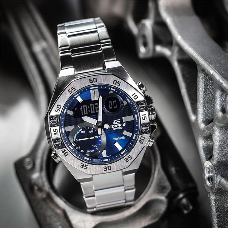 Casio Edifice Waterproof Analog-Digital Watch 'Marine Blue Silver' ECB-10D-2ADF
