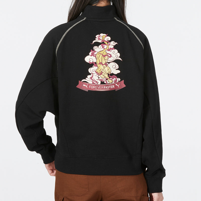 (WMNS) PUMA Das Cc Graphic Half-Zip Crew 'Black' 539911-01