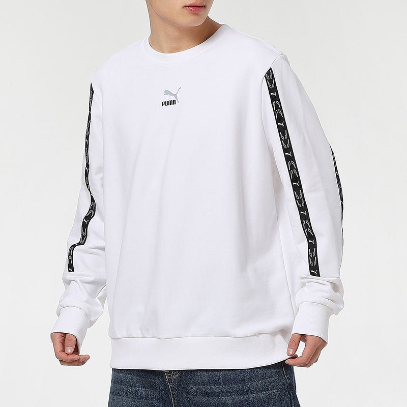 PUMA Elevate Crew Neck Long Sleeve Sweater 'White Black' 531072-02