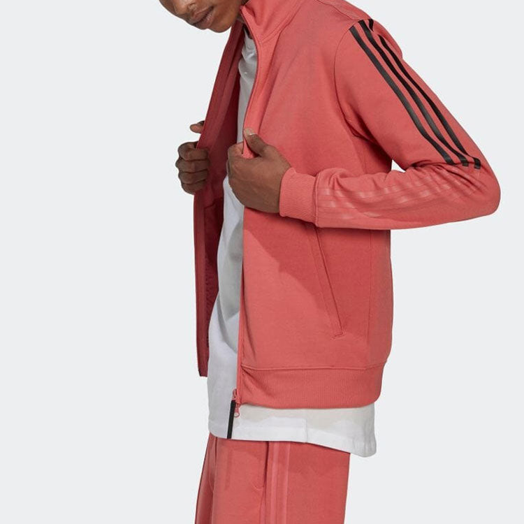 adidas Side Stripe Logo Stand Collar Jacket Pink HN1948