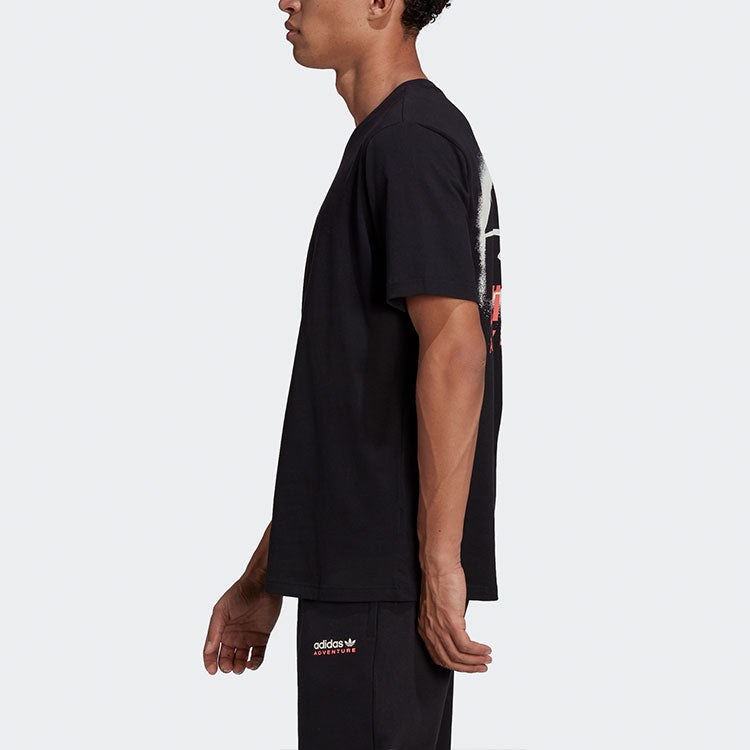 Men's adidas originals Mtn Spr Tee Alphabet Logo Printing Sports Round Neck Short Sleeve Black T-Shirt HF4775