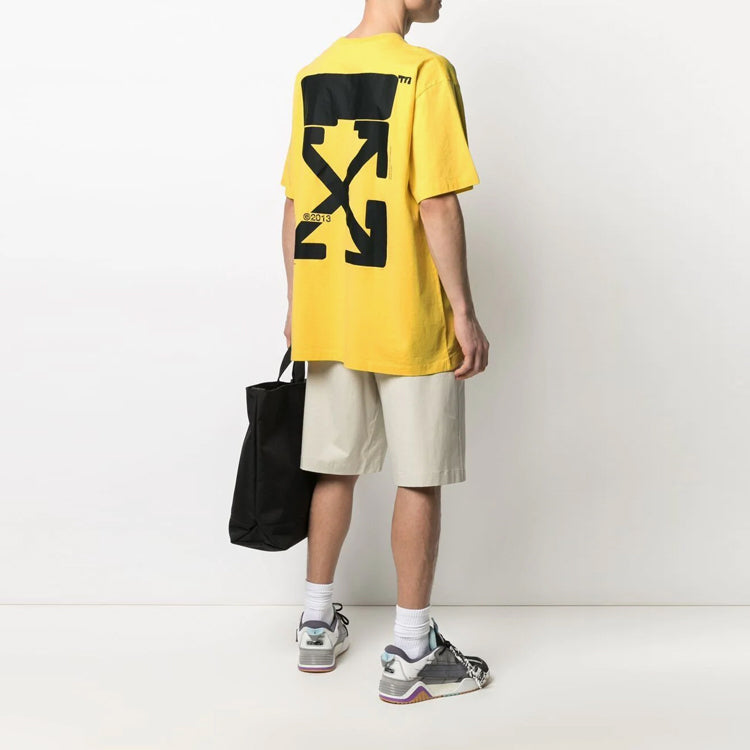 Off-White SS21 Tech Marker Logo Round Neck Short Sleeve Ordinary Version Yellow OMAA038S21JER0081910
