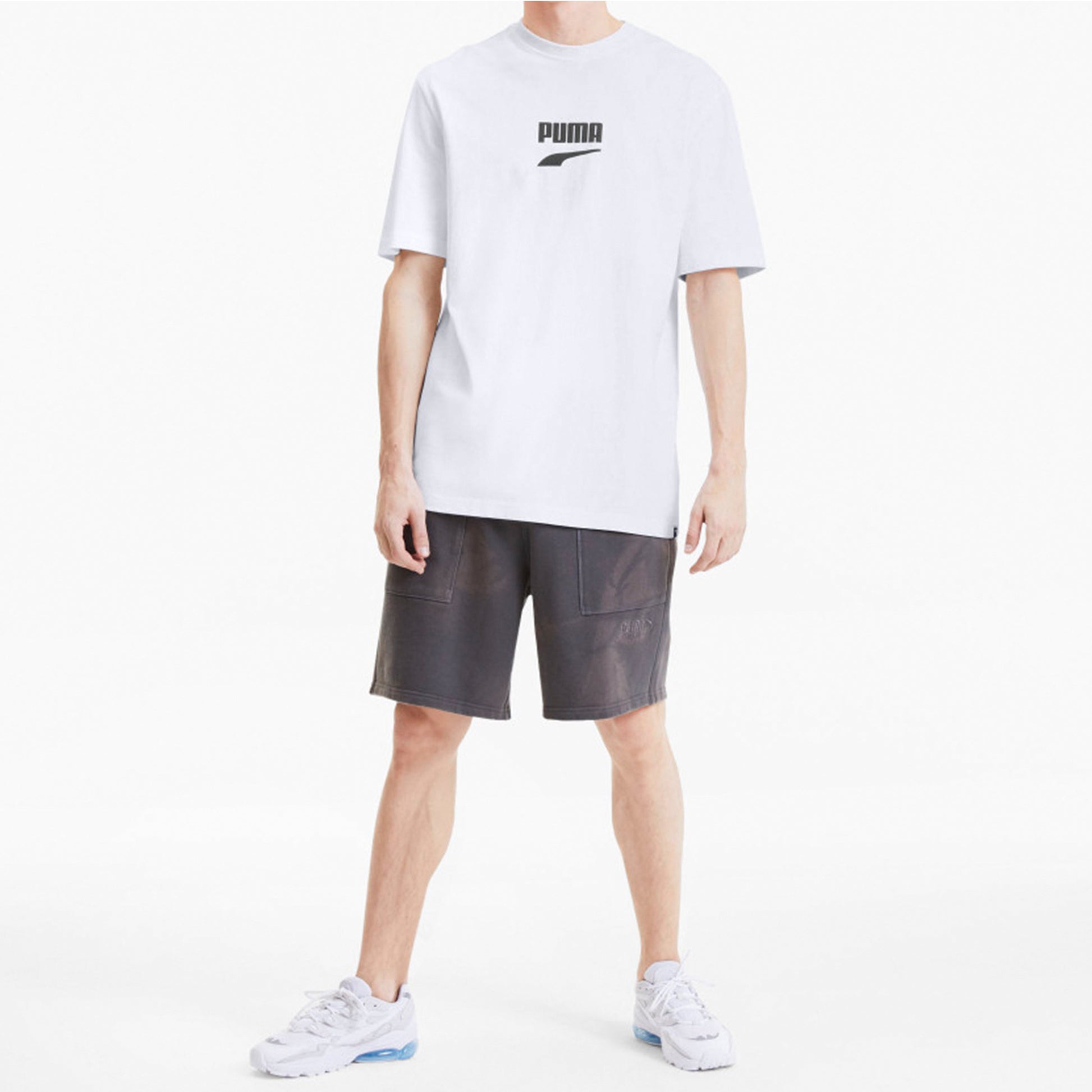 PUMA Downtown Classical Logo Short Sleeve TEE Men White 597348-52