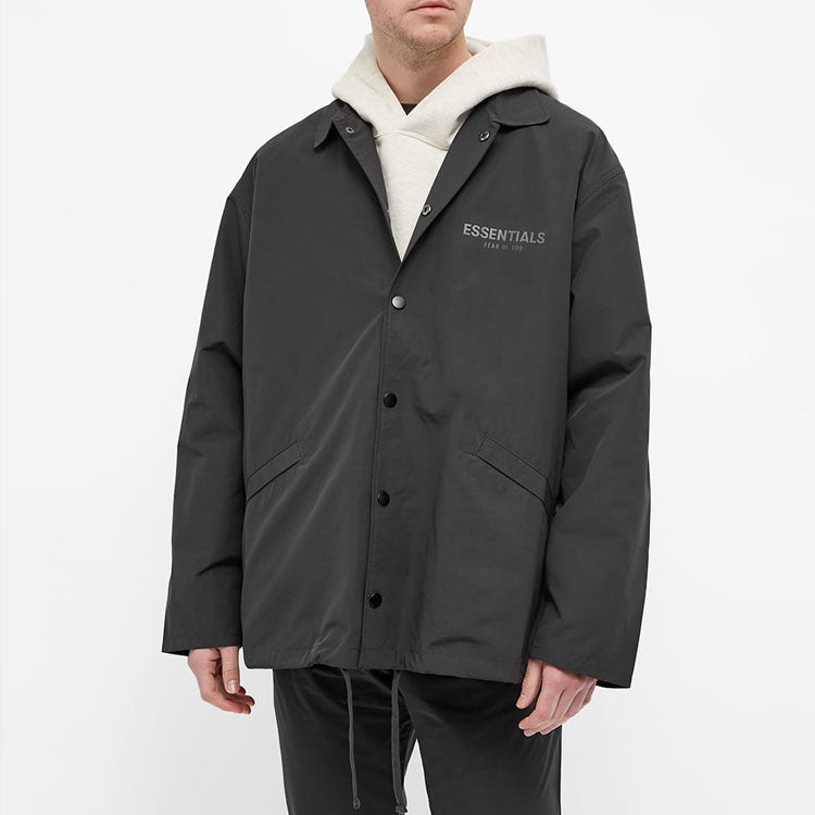 Fear of God Essentials SS21 Coaches Jacket Stretch Limo Black FOG-SS21-628