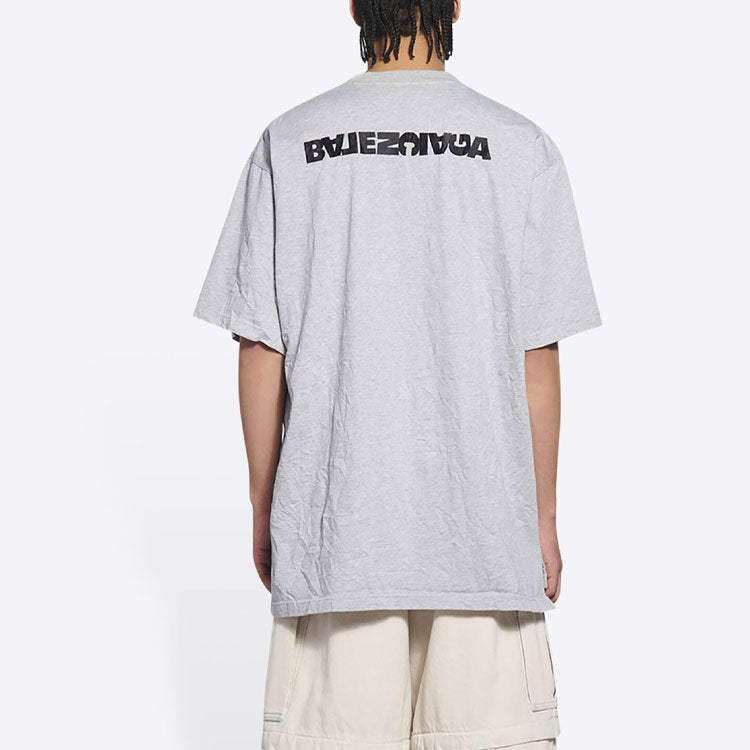 Balenciaga Turn Slit T-Shirt 'Grey Black' 675016TLVB31167