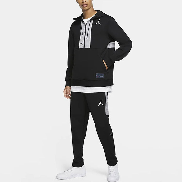 Men's Air Jordan Casual Sports Half Zipper Logo Jacket Black CK6454-010
