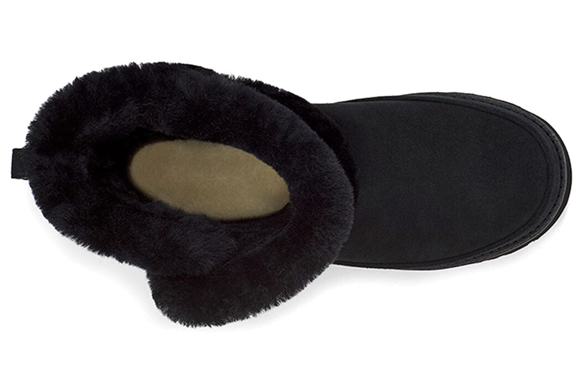 (WMNS) UGG Classic Short Fluff Spill Seam Snow Boots Black 1112500-BLK