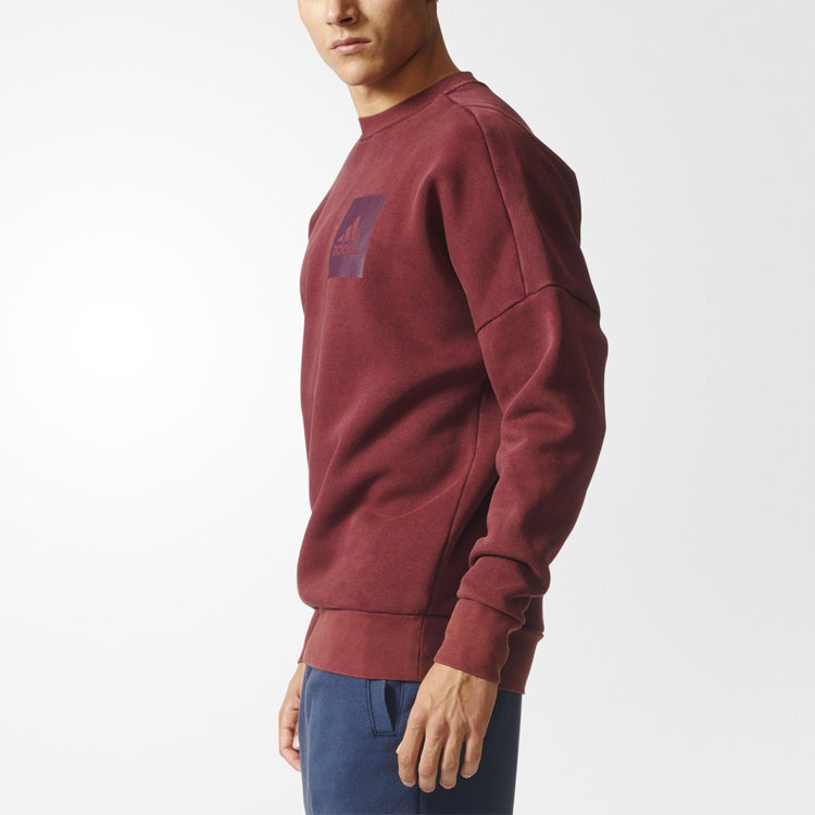 Men's adidas Logo Casual Sports Round Neck Pullover Red S98763