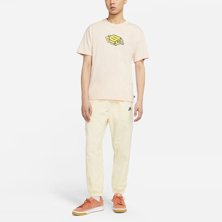 Men's Nike Logo Pattern Loose Bundle Feet Sports Pants/Trousers/Joggers Beige CW7716-113