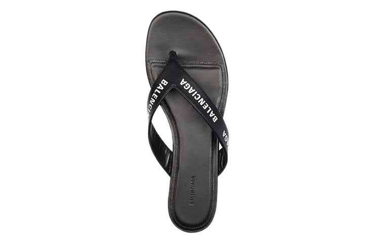 (WMNS) Balenciaga Round Printing Calfskin Sandals Black 613845WBAE11090