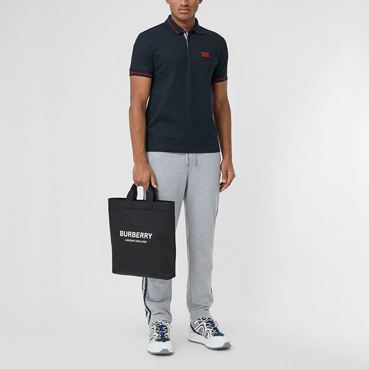 Men's Burberry Cotton Short Sleeve Polo Shirt Navy Blue 80259741