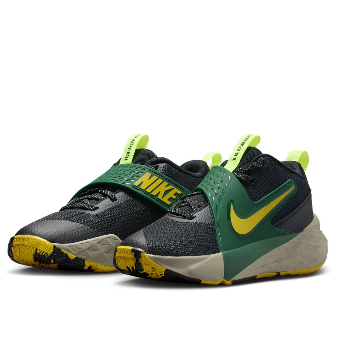 (GS) Nike Team Hustle D 12 'Black Fir Light Army Bright Citron' HF6279-004