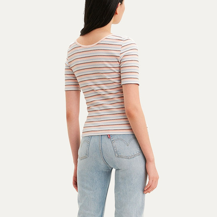 Levis Large Round Neck Stripe Slim Fit Short Sleeve Colorblock T-Shirt 85395-0004
