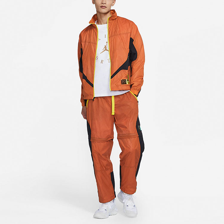 Air Jordan 23 Engineered Convertible Stitched Contrast Sports Trousers For Men Yellow CV2789-875