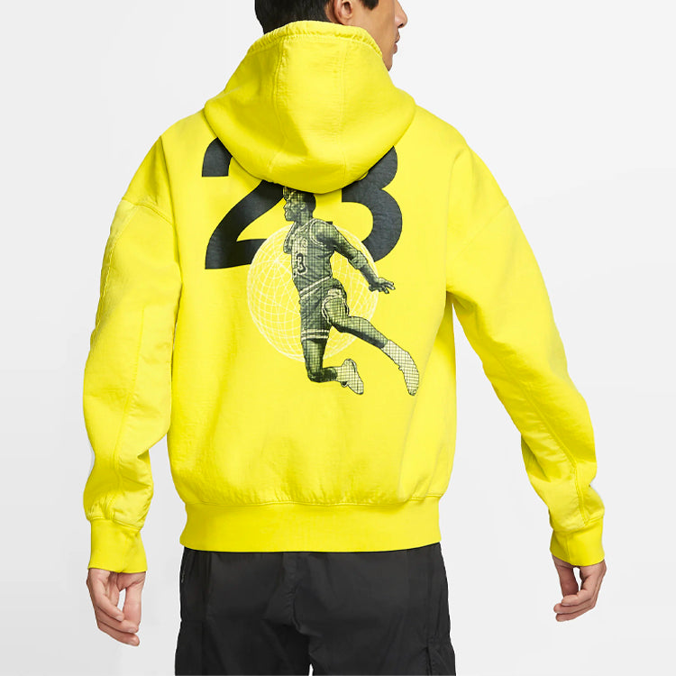 Air Jordan 23 Engineered Casual Sports Hooded Knitted Printed Sweater For Men Yellow CV2768-731