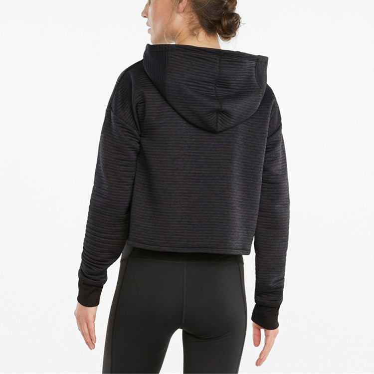 (WMNS) PUMA STUDIO Textured Training Skimmer Hoodie 'Black' 520993-01