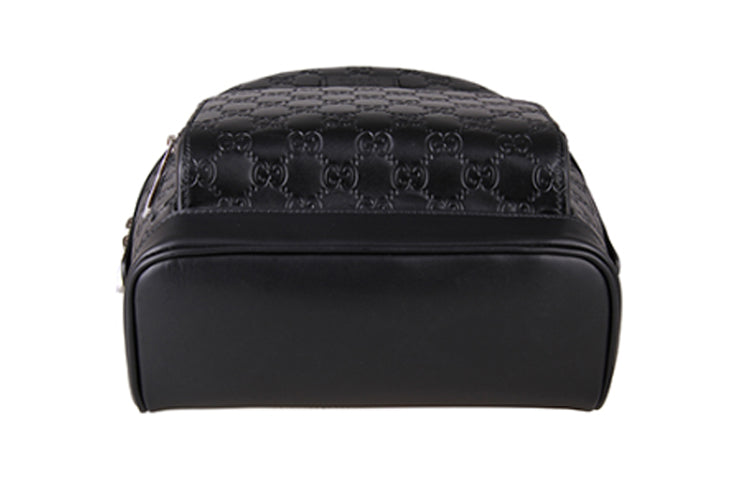 Gucci Logo Embossing Cowhide Schoolbag Backpack Black Minimalistic Classic 450967-CWCQN-1000