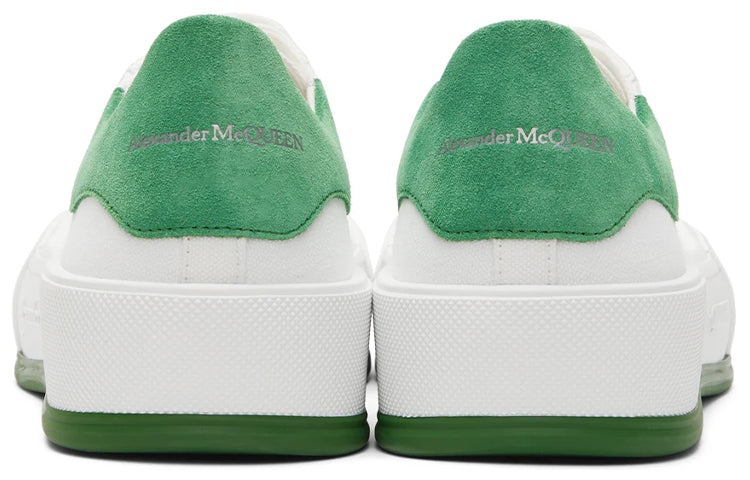 Alexander McQueen Deck Skate Plimsoll Lace Up 'White Green Suede' 654594W4MV79354