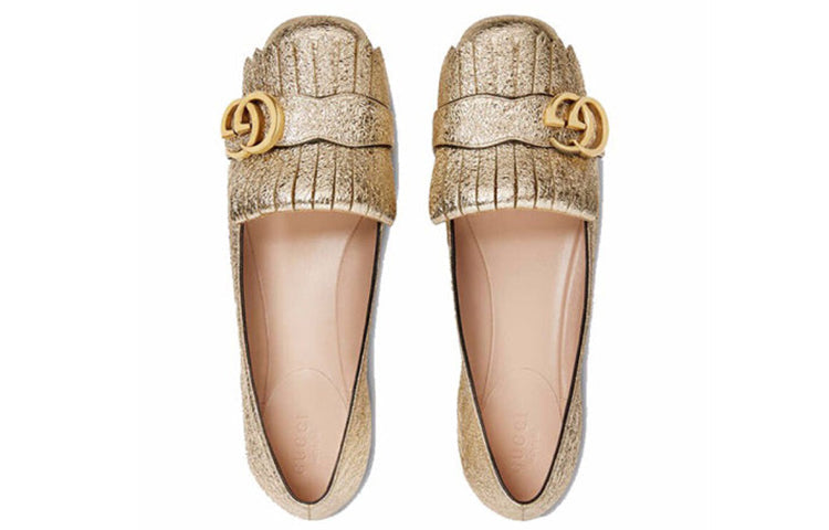 (WMNS) Gucci Marmont Ballet Flat 'Platinum' 453373-DKT00-7100