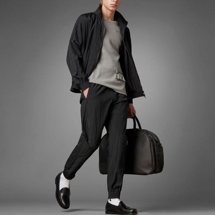 Men's adidas originals Solid Color Elastic Waistband Sports Pants/Trousers/Joggers Black HD2244