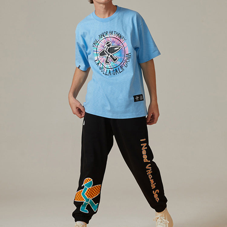 PJ's Vigor Multi-Color Pattern Printing Short Sleeve Unisex Blue 20SSTS10204-P
