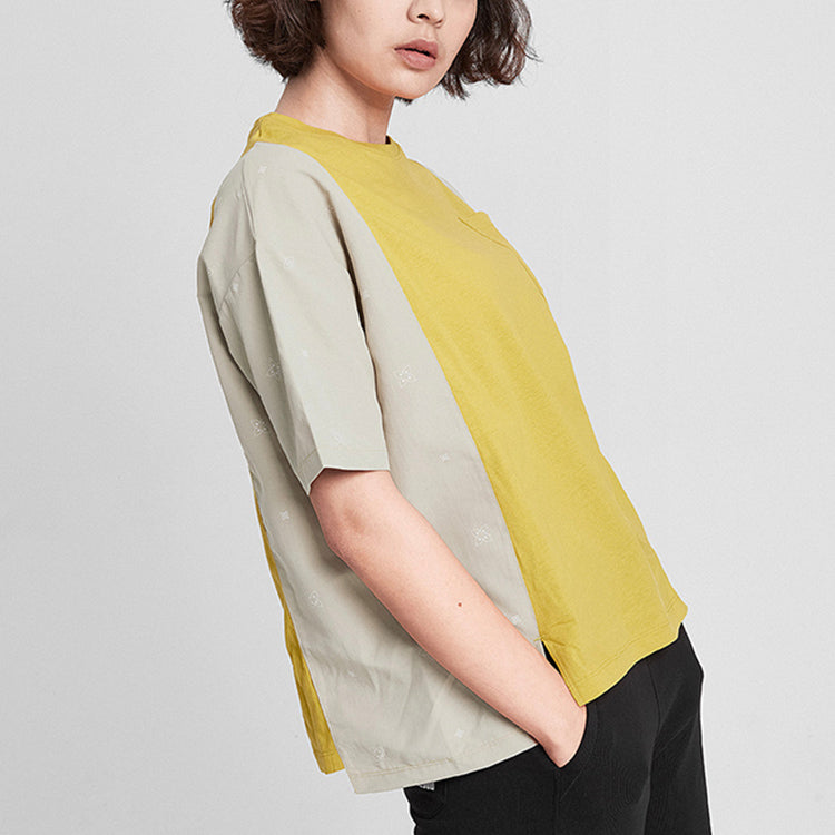 THE NORTH FACE Quick Dry Colorblock Splicing Short Sleeve Yellow 497W-ZBJ