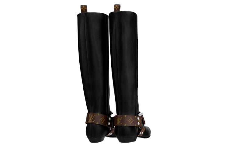 (WMNS) LOUIS VUITTON Rhapsody High Boots 'Black with Brown Belt' 1A5STD