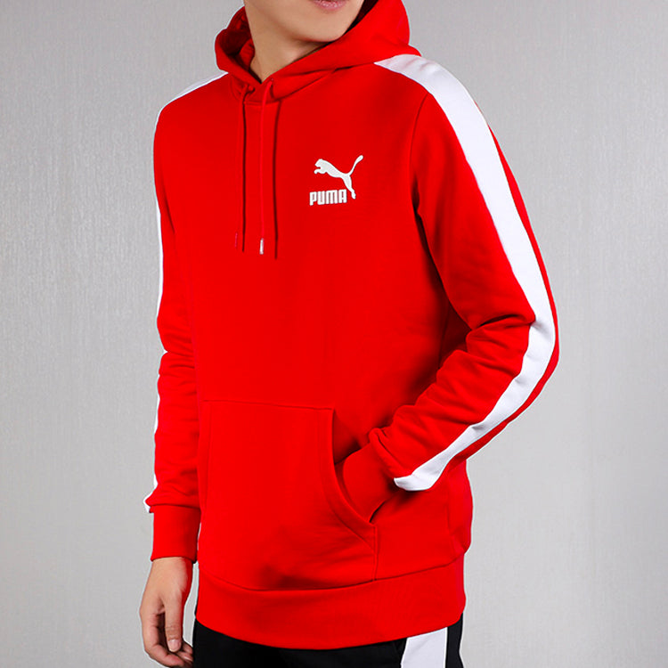 PUMA T7 Hoodie Casual Taped Jumper Hoodie 'Red White' 595922-11