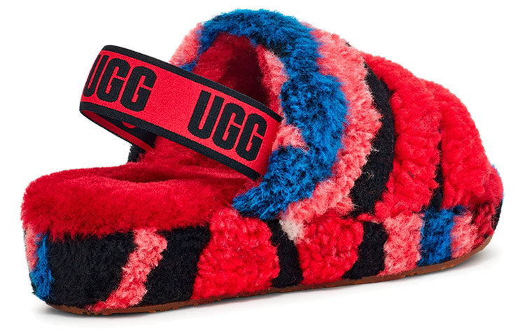 (WMNS) UGG Fluff Yeah Slide Cali Collage 'Red Black Pink' 1118164-RED