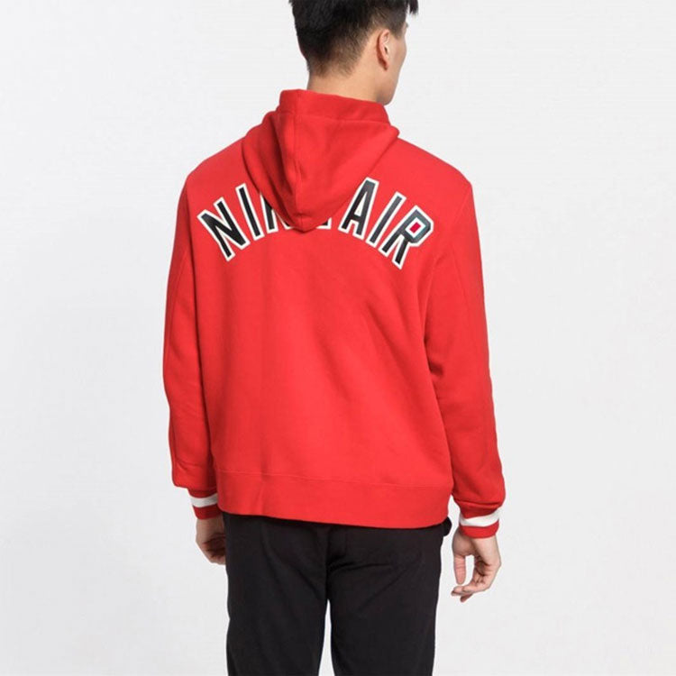 Nike Alphabet hooded Zipper Fleece Jacket Red AR1816-657