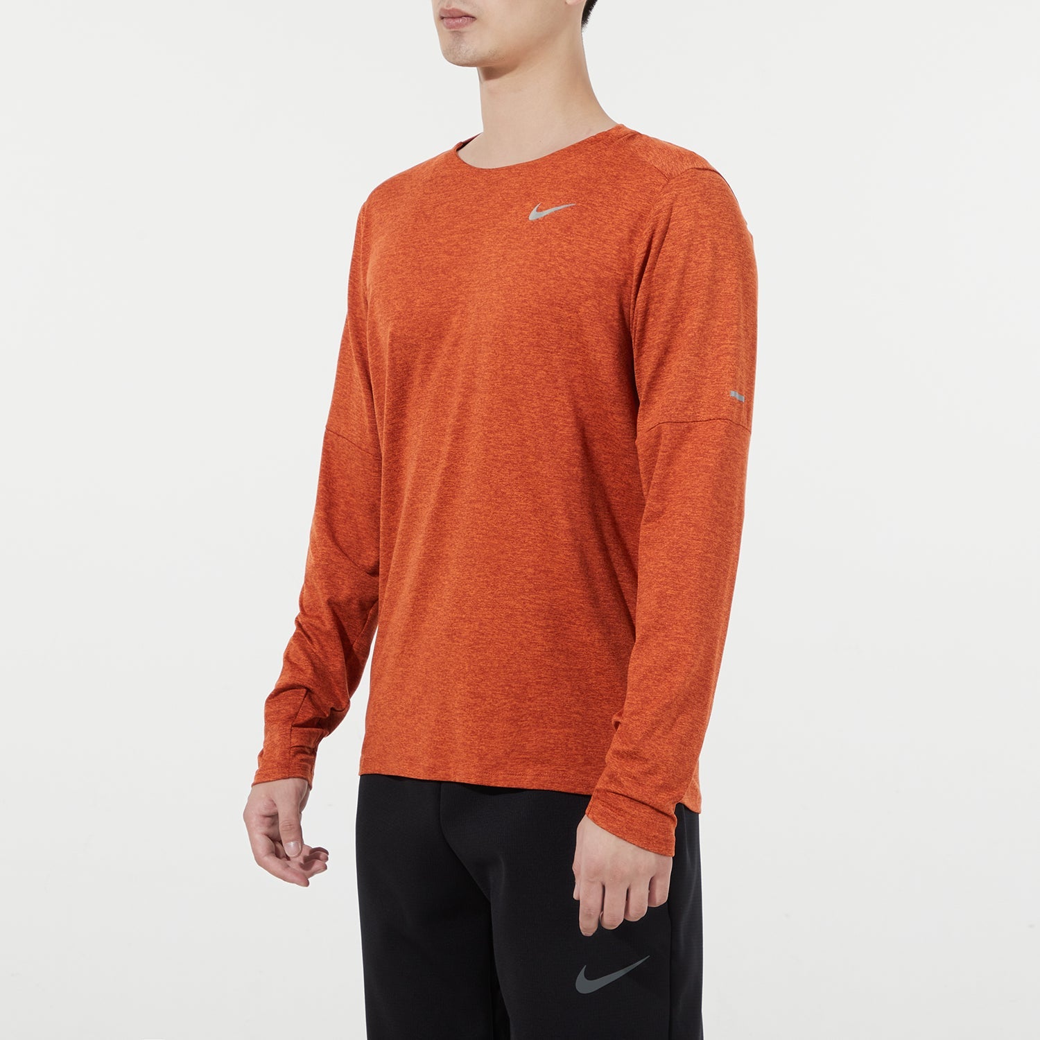 Men's Nike Reflective Logo Training Sports Running Long Sleeves Orange Red T-Shirt DD4755-670