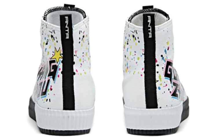 ANTA Guangzhou Graffiti High Top Canvas Shoes 'White Black' 11948620-4