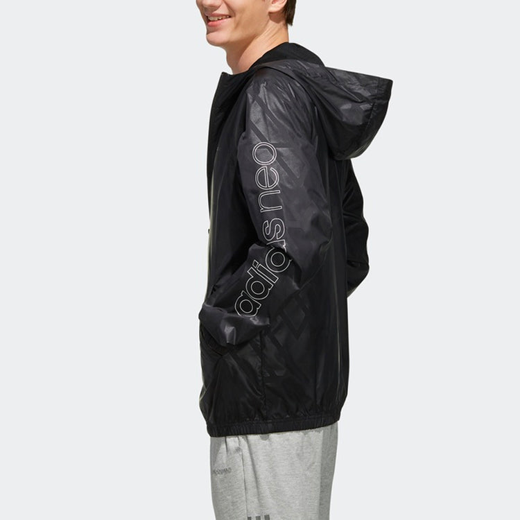 adidas neo Alphabet Geometry Pattern Loose Zipper Jacket Black EI4508