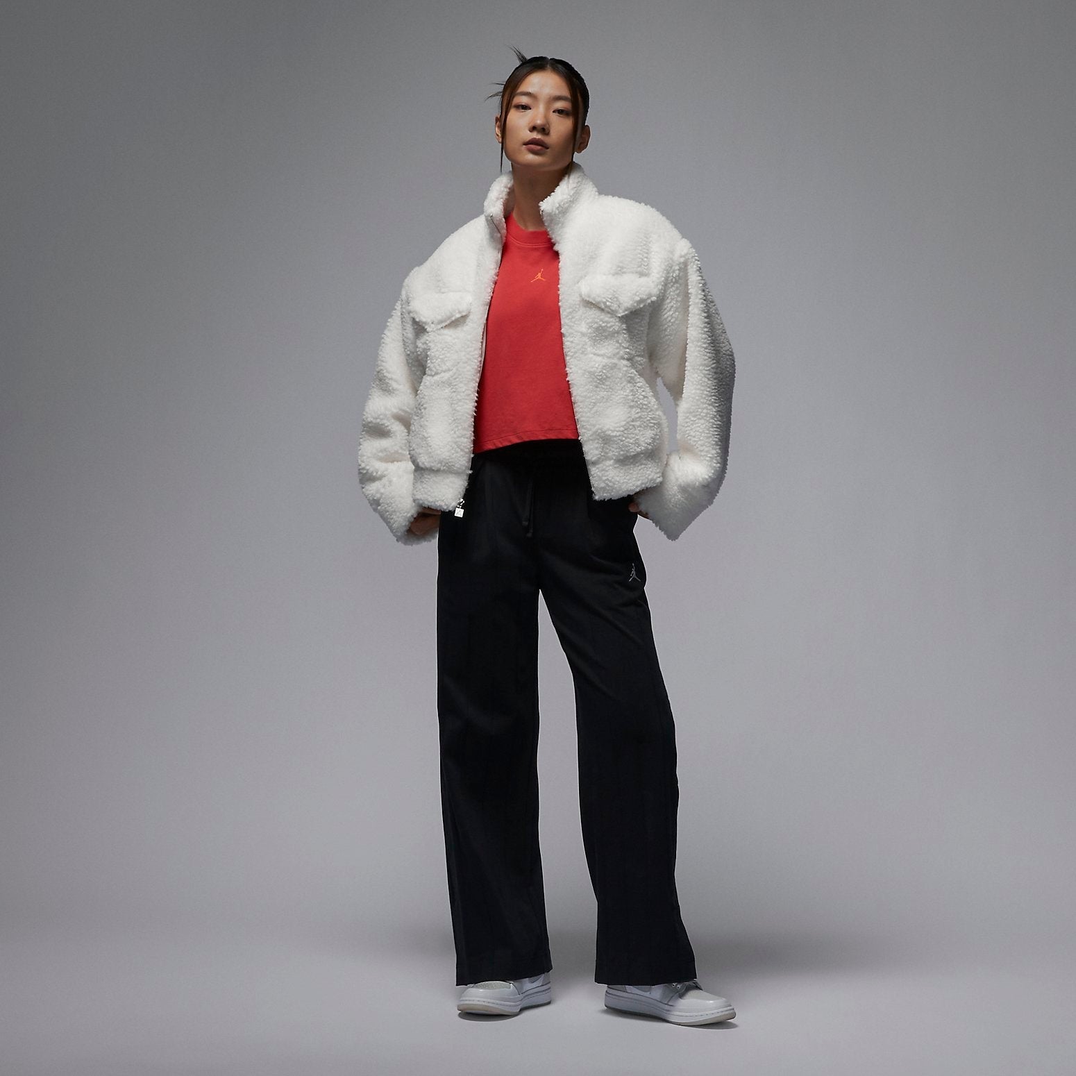 (WMNS) Air Jordan Fuzzy High Pile Fleece Jacket Asia Sizing 'Sail' FD7169-133