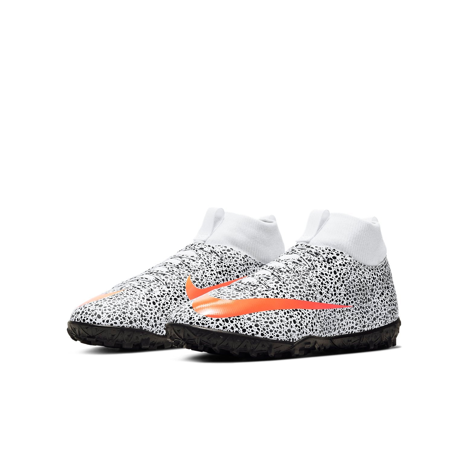 (GS) Nike Jr. Mercurial Superfly 7 Academy CR7 Safari TF Turf 'Black White Orange' CV3187-180